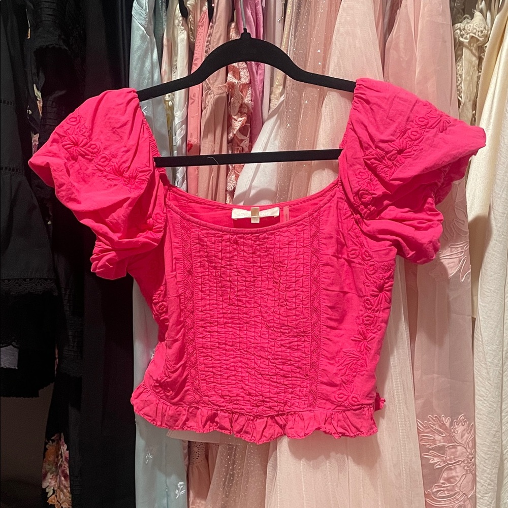 LSF Watermelon Corset like Top with Puff Sleeves